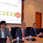 Presentación del Aula SMACT-Avanttic UCLM. De izqda. a dcha: Macario Polo, Pedro Carrión, Eduardo Fernández-Medina y Jesús García