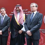 El rector, el presidente de Castilla-La Mancha y el príncipe Abdulaziz Bin Abdullah Bin Abdulaziz