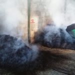 Desprendimiento de vapor de agua a consecuencia del proceso de compostaje. Foto del grupo Suelos Vitícolas de la UCLM
