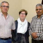 rmina Prado y Ángel Lopez, con el ministro de Salud Pública saharaui, Mohamed Iamín Daddi